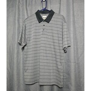 Joseph &‎ Feiss Polo Shirt Striped Pima Cotton Blend Gray Black XL